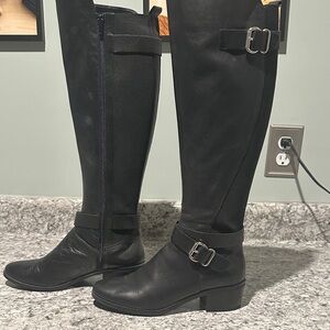 Aldo Black Over the Knee Boots with Buckle Detail